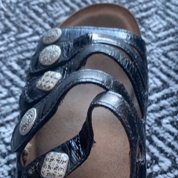 Dansko Patent Leather Adjustable Metal Button Sandals - Picture 6 of 6